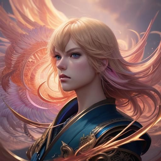 Anime Tarot Reader with Phoenix Flames