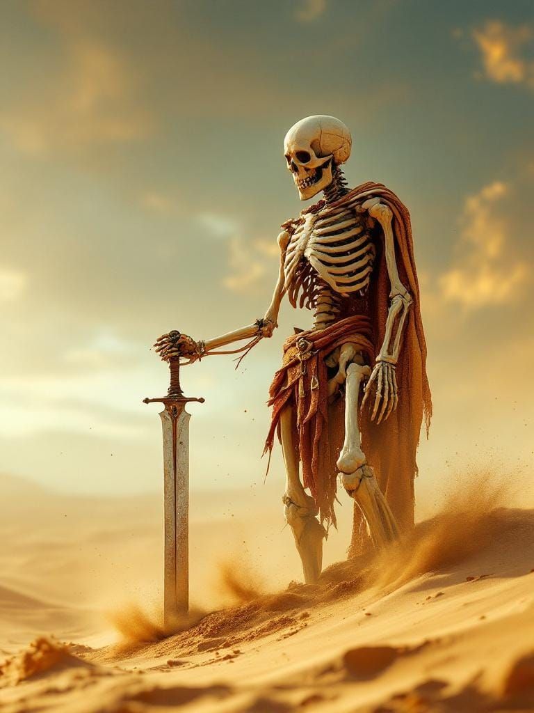 Desert Warrior Skeleton Rising: Cinematic High-Definition