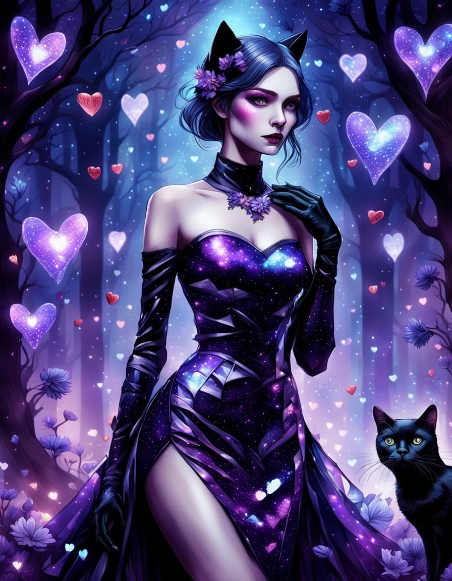 Catwoman and Black Cat in Crystalline Forest