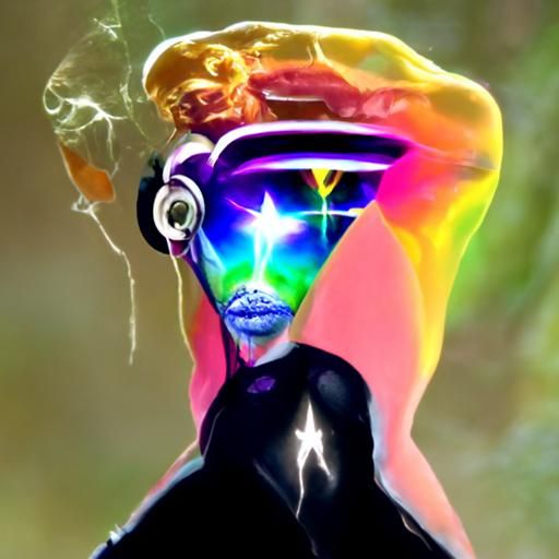 Man Listening to Music in Astral Illustration