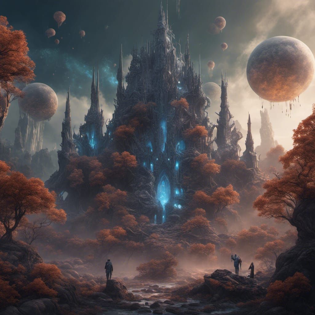 Detailed Matte Painting of Higher Dimensional Beings