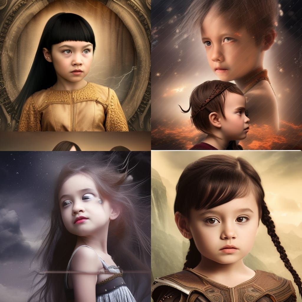 Cinematic Vulcan Toddler Portrait in Digital Matte Painting