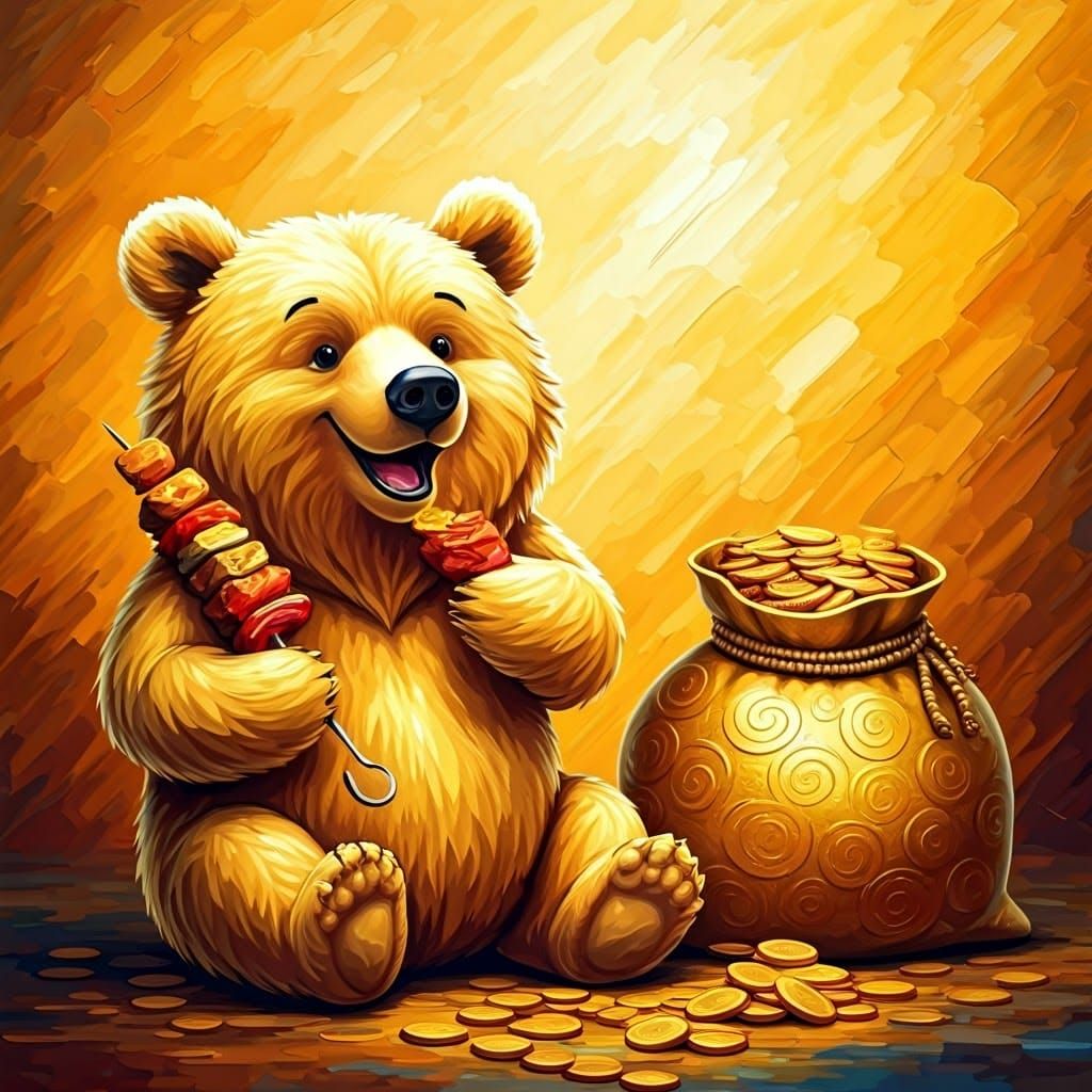 Lucky Winnie the Pooh-Inspired Bear Basks in Golden Prosperi...