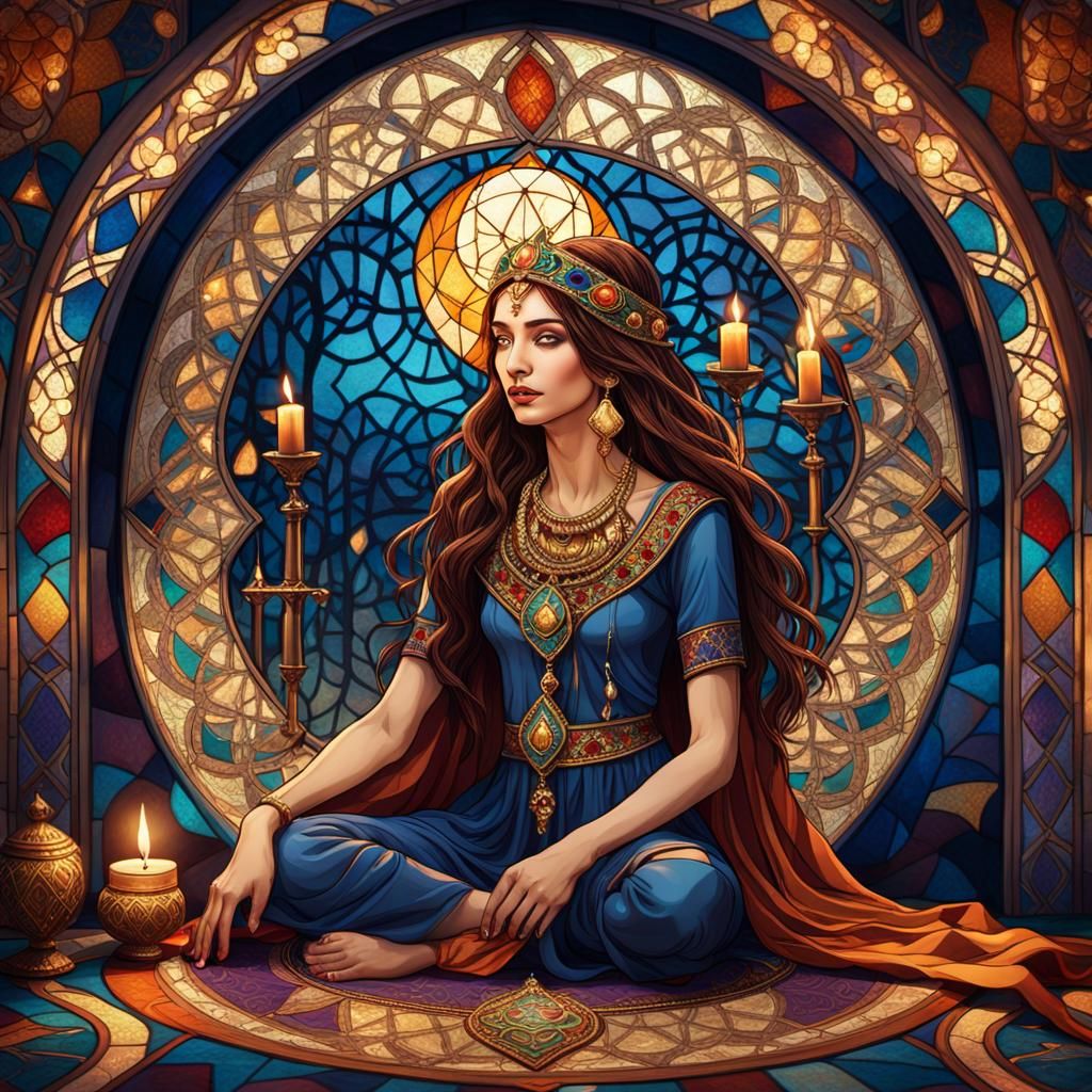 Arabian Girl in Mystical Chamber: Fantasy Concept Art