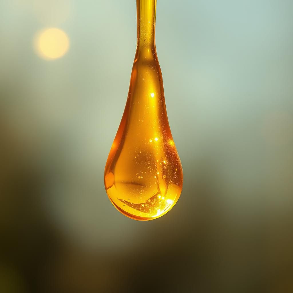 Golden Honey Drop in Hyperrealistic Style