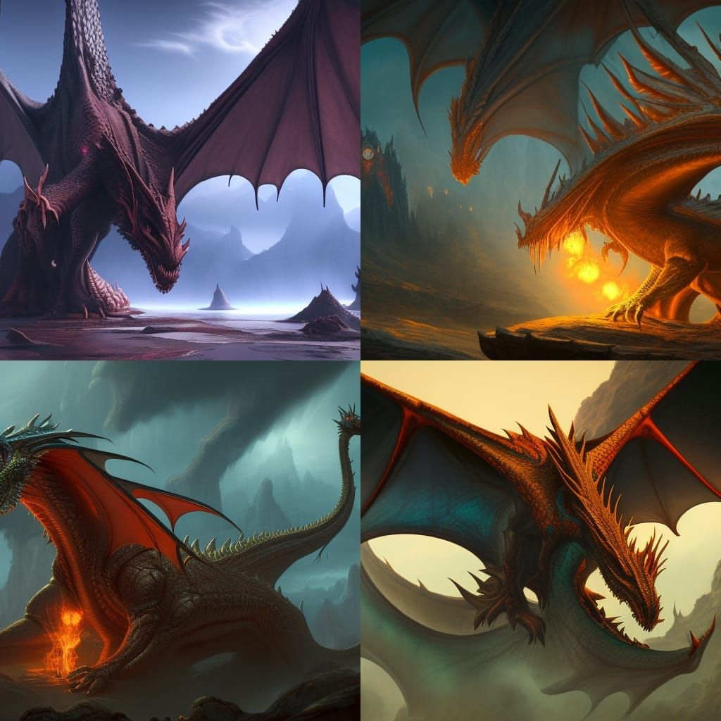 Fantastical Dragons in Detailed Matte Painting