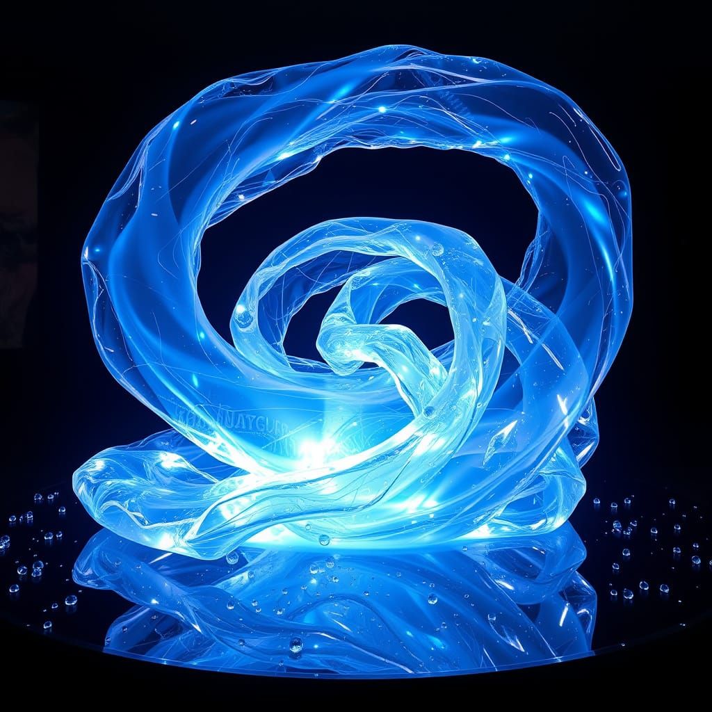 Ethereal Water Sculpture in Hyper-Realistic Style