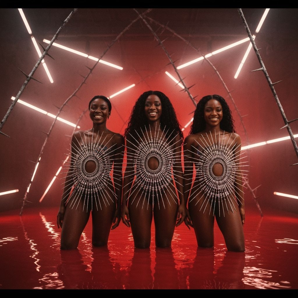 Cinematic Portrait of Women in Red Liquid
