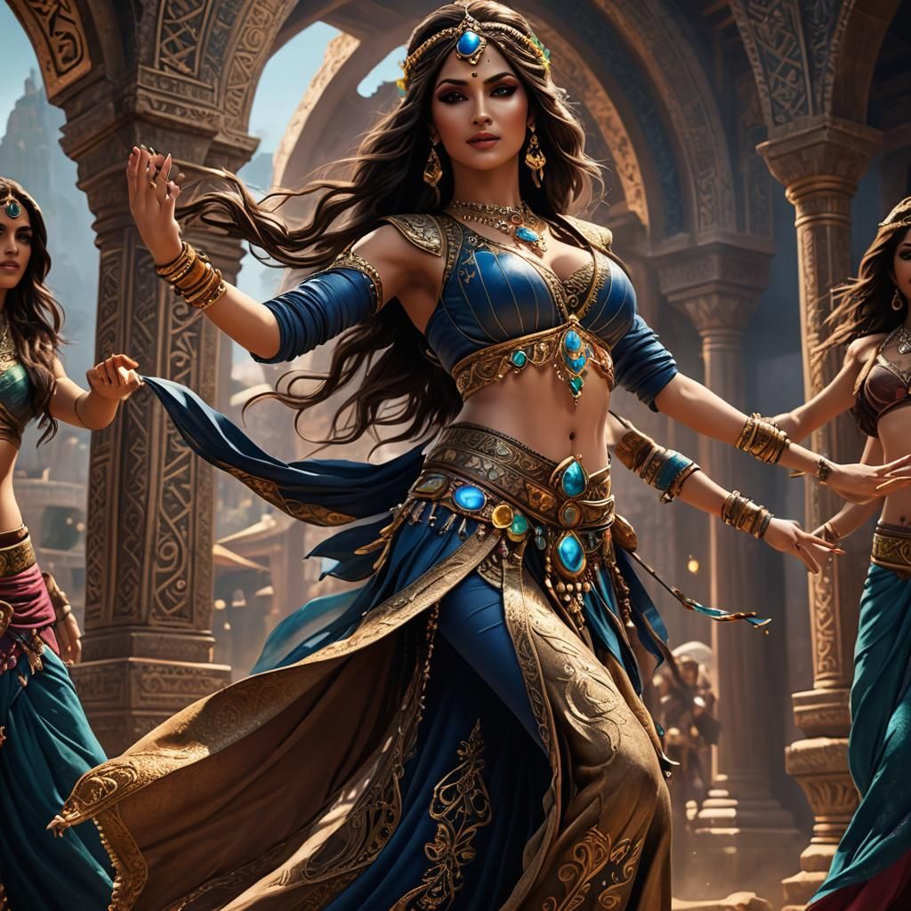 Earth Genasi Belly Dancer in Fantasy Art Style