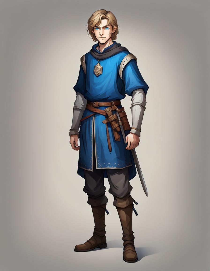 Portrait of Young Blond Medieval Adventurer