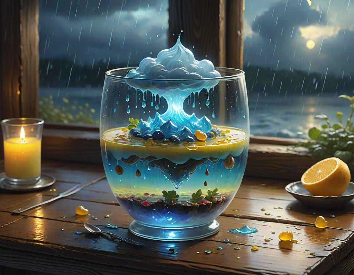Magical Parfait with Floating Cloud and Edible Rain