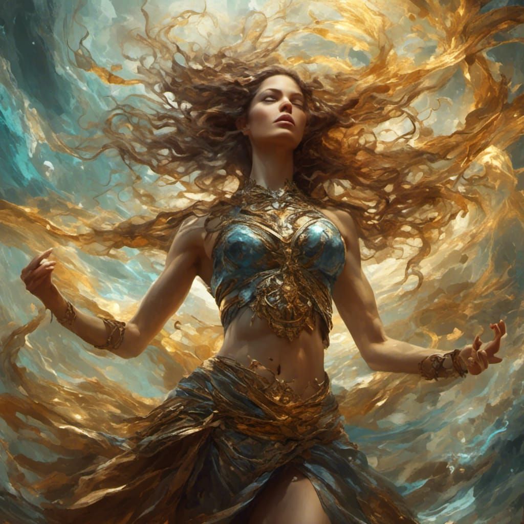 Hyperrealistic Human Goddess Exercising Free Choice