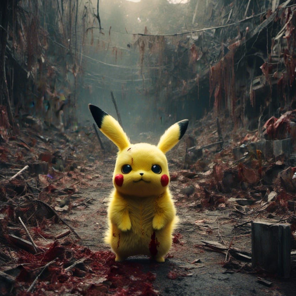 Pikachu Zombie Horror in Studio Ghibli Style