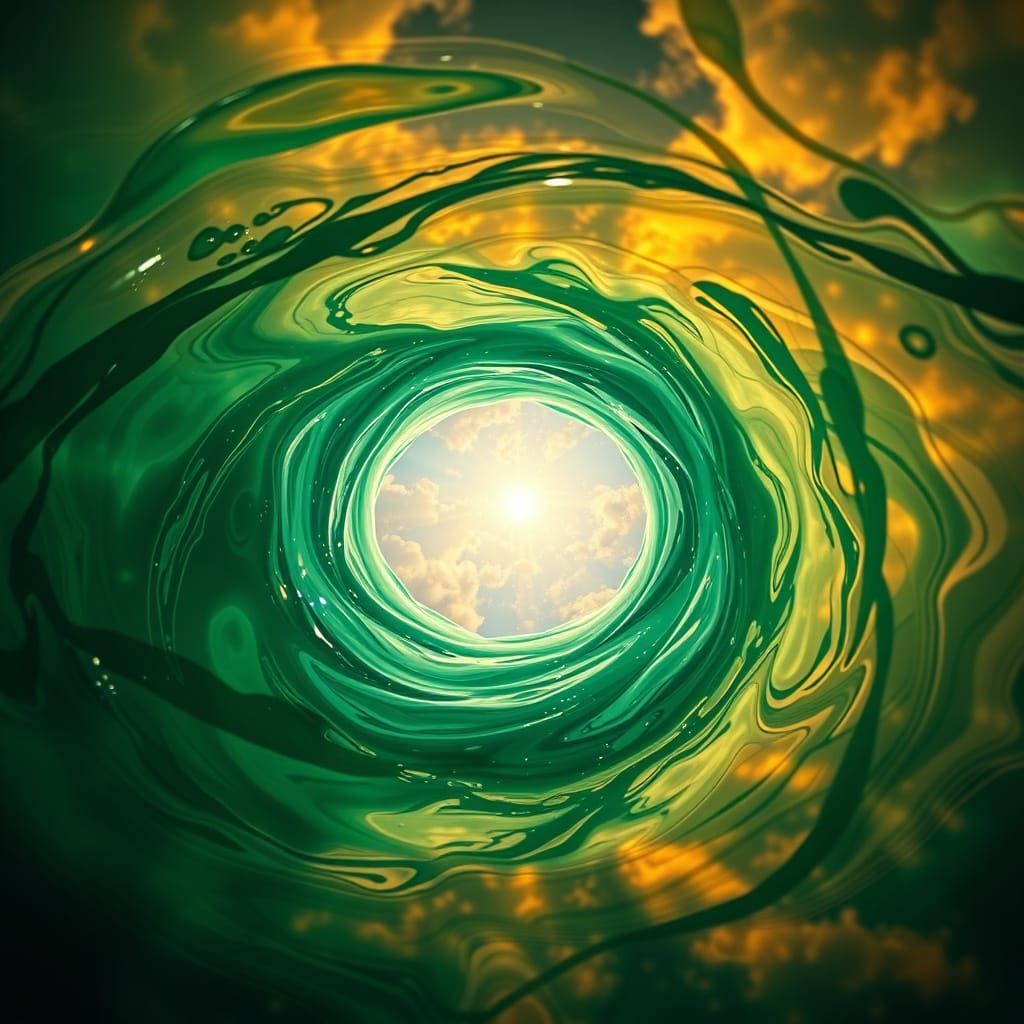 Emerald Liquid Celestial Mirror Reflecting Heaven