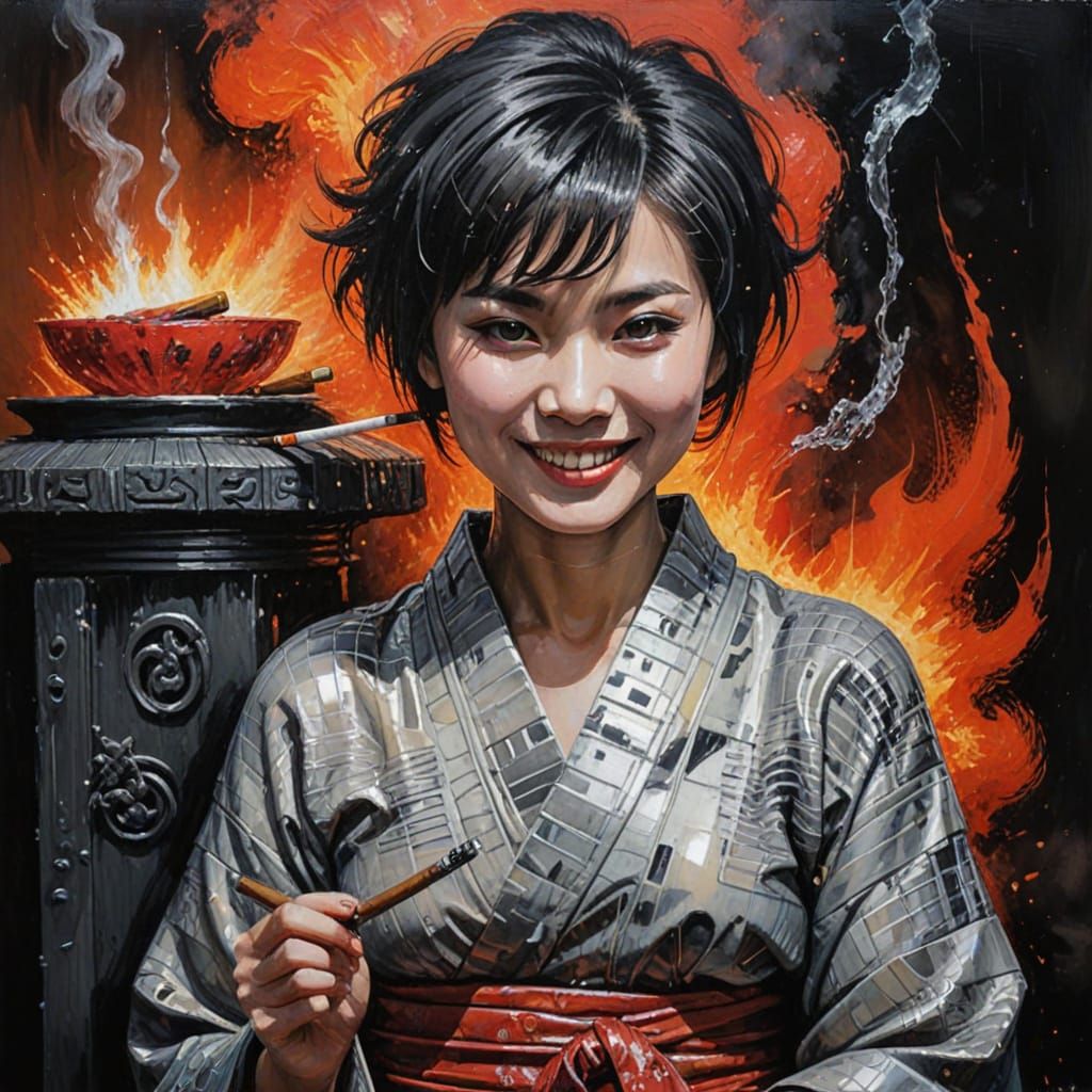 Woman in a Fiery Infernal Party