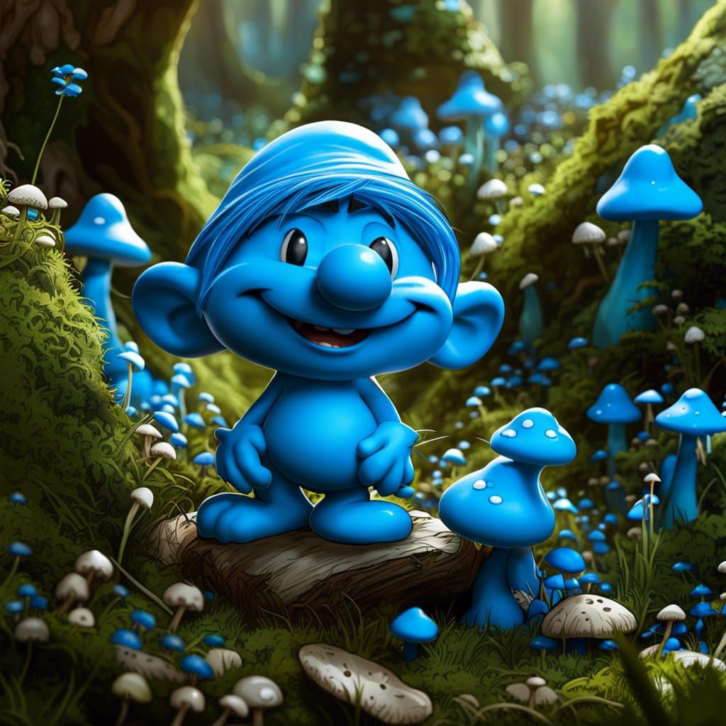 Smurf's Mushroom Adventure in Rackham Style