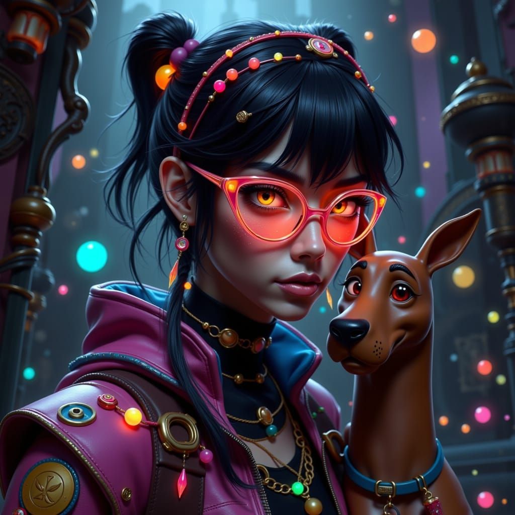 Thelma and Scooby-Doo Portrait in Fantasy Style