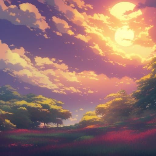 Lush Desert Planet in Anime Style