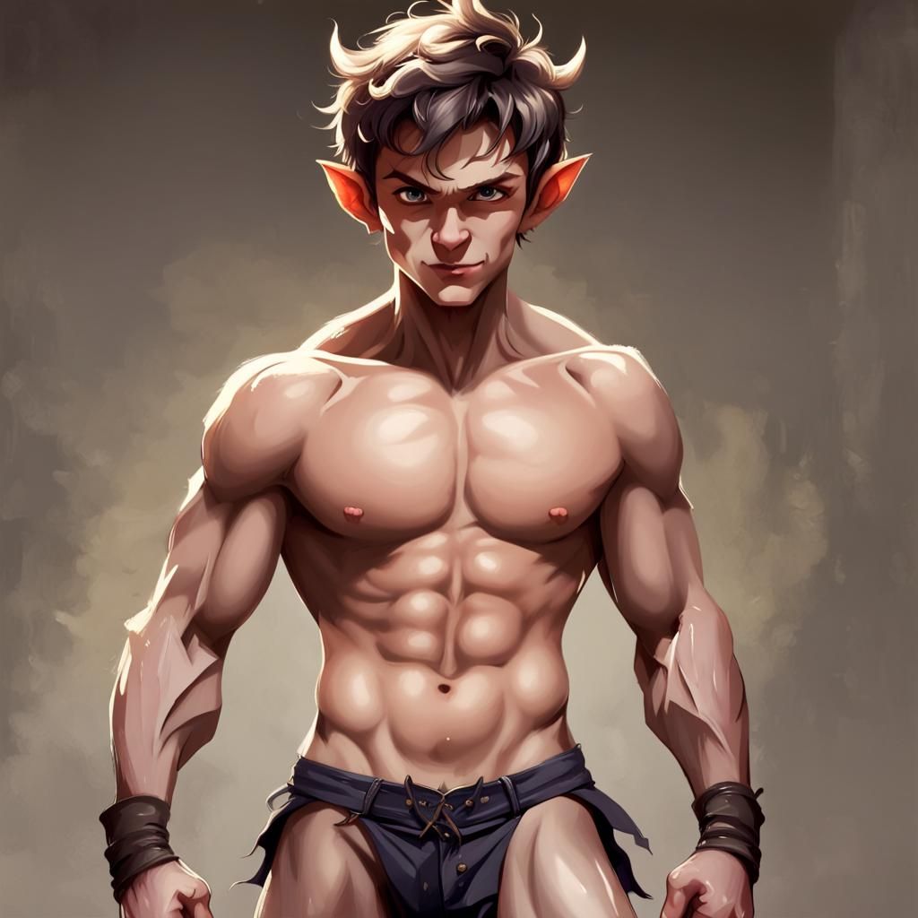 Mischievous Ripped Imp: A Handsome Digital Portrait