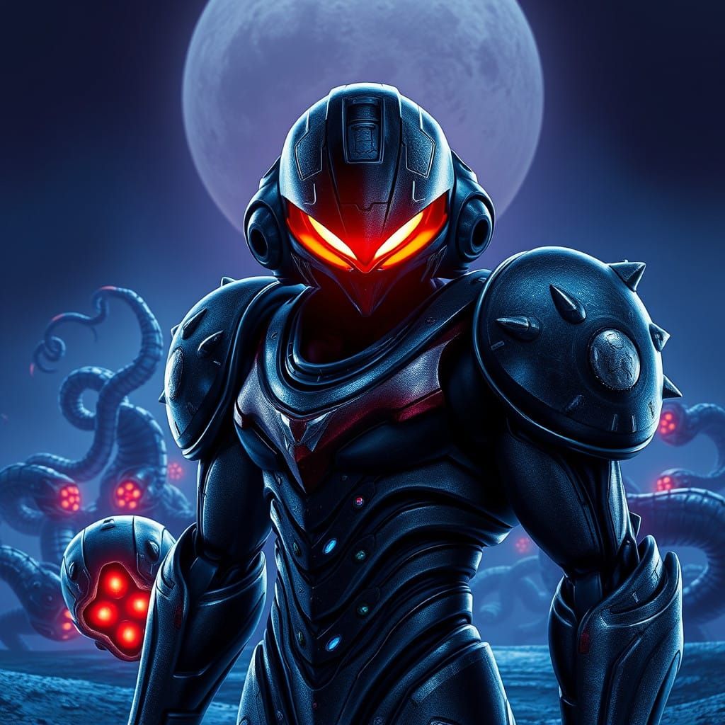 Dark Samus in Phazon Armor, Haunting Alien Landscape