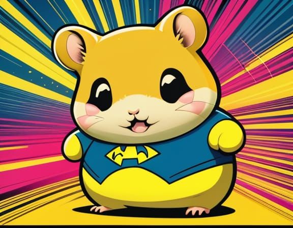 Pop Art Hamster Superhero with Bright, Garish Colors