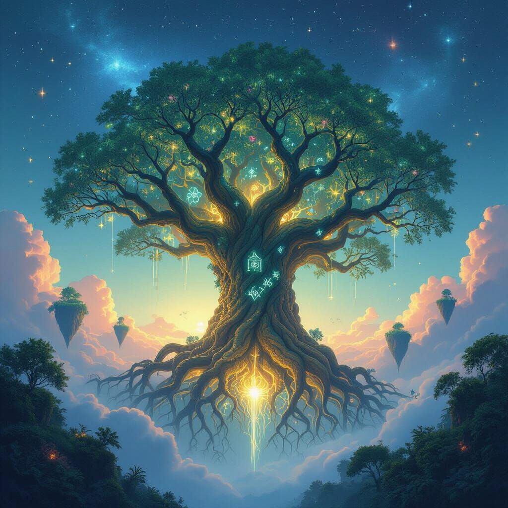 Colossal Tree Connects Floating Islands in Bioluminescent Fa...