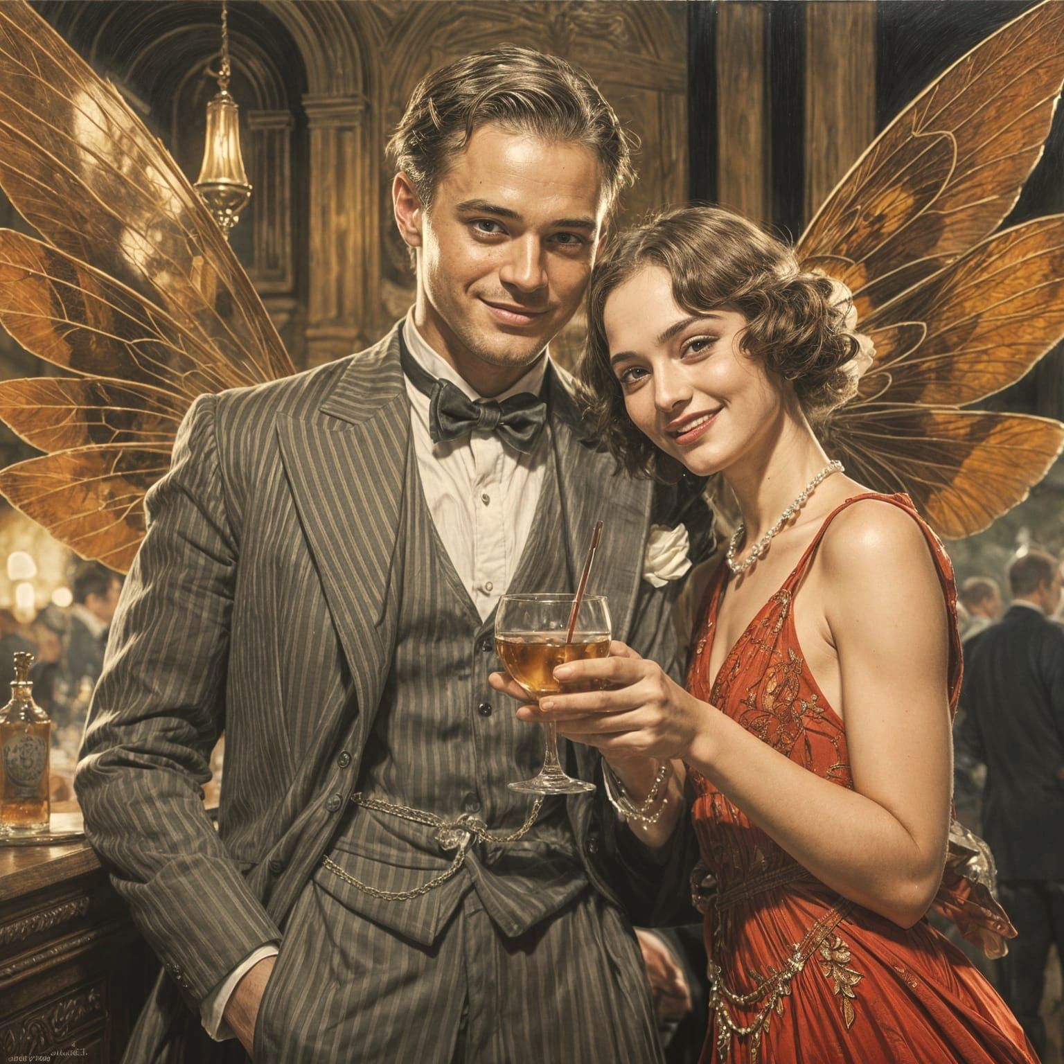 Fairy in 1920s Speakeasy, Dean Cornwell Style