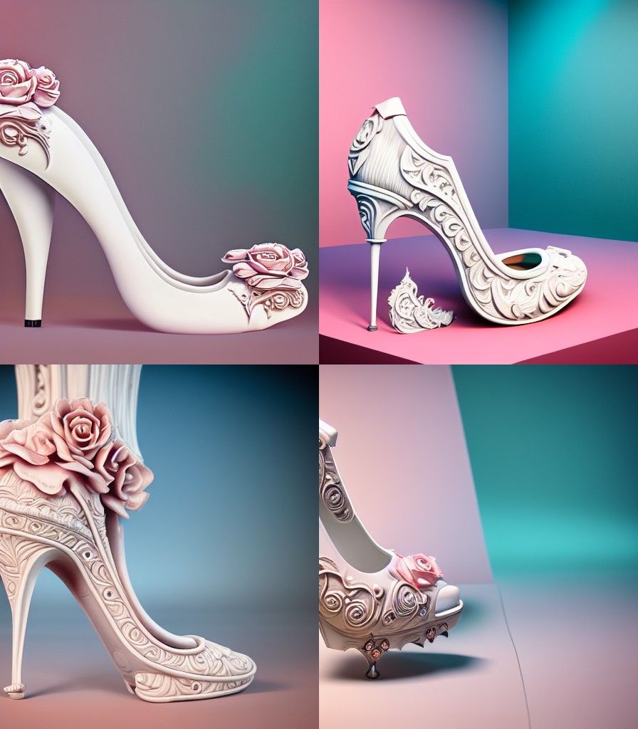 Rococo-Punk High Heel in Alabaster Style
