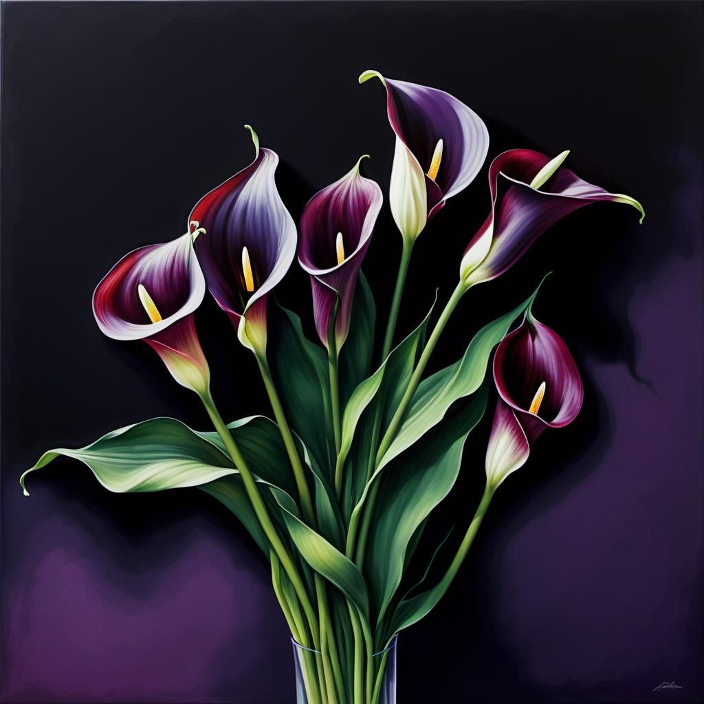 Calla Lilies Still Life Painting in Realism Style
