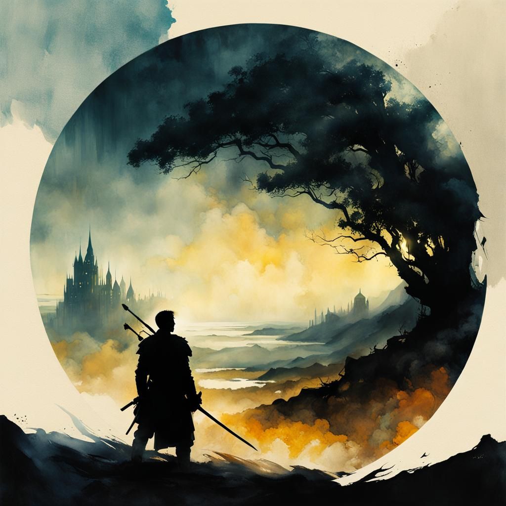 Epic Fantasy Battle in Cartoon Style