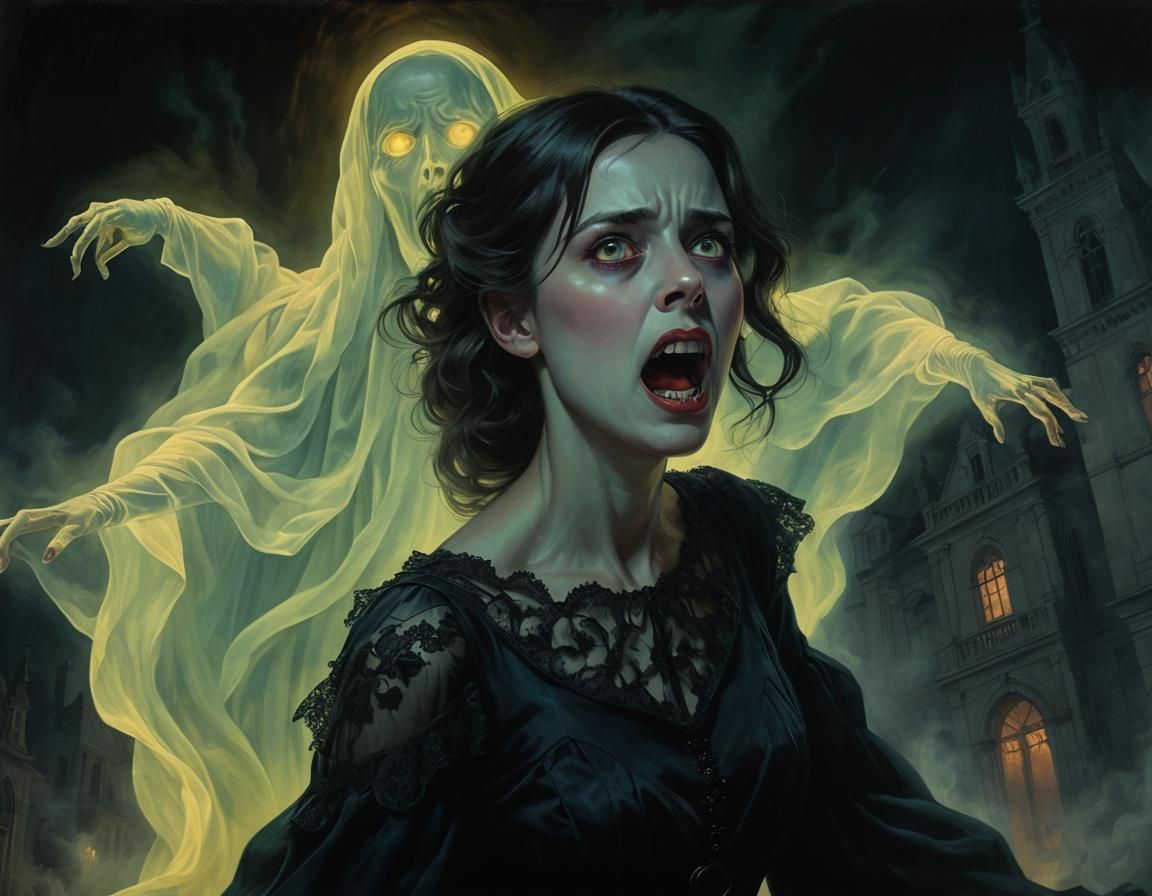 Surrealistic Gothic Portrait of Screaming Woman