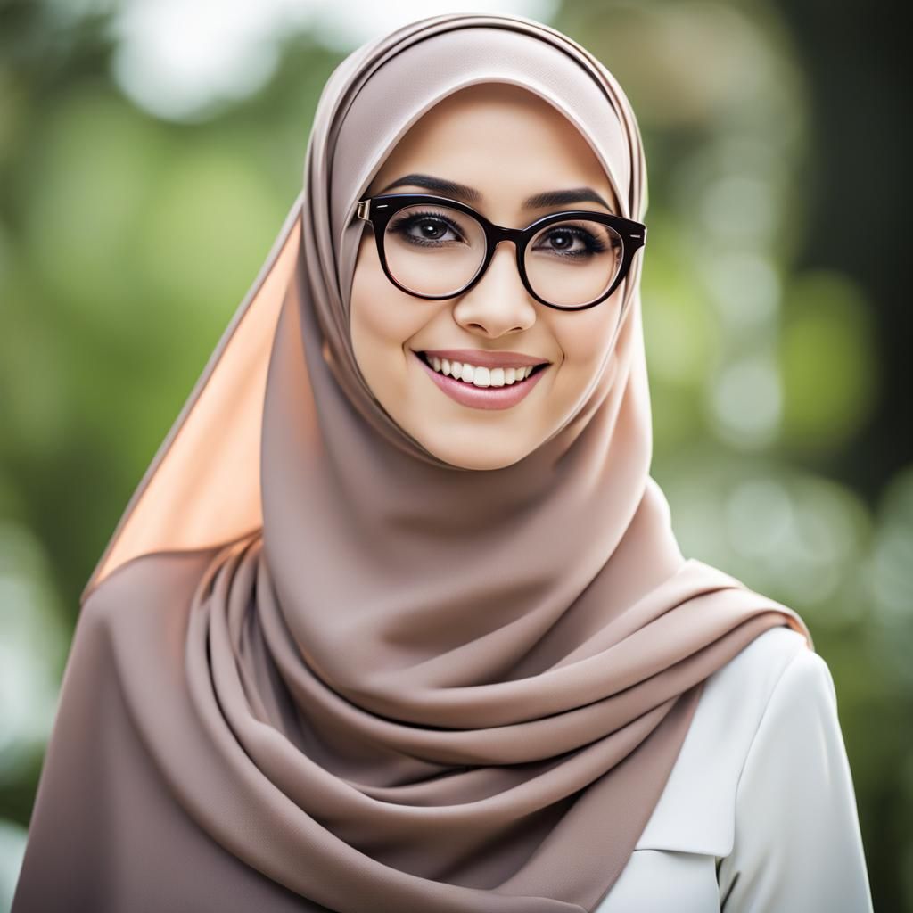 A Modest Muslimah with Glasses and a Warm Smile