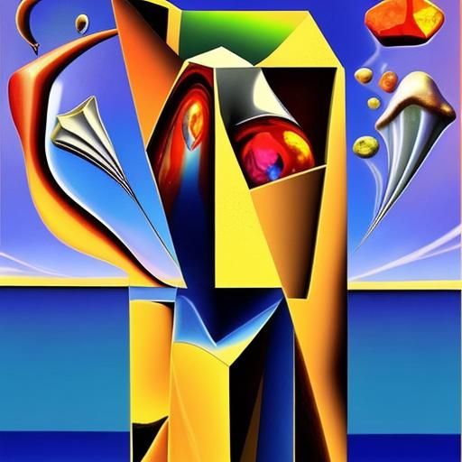 Abstract Surrealist Landscape with Precious Stones