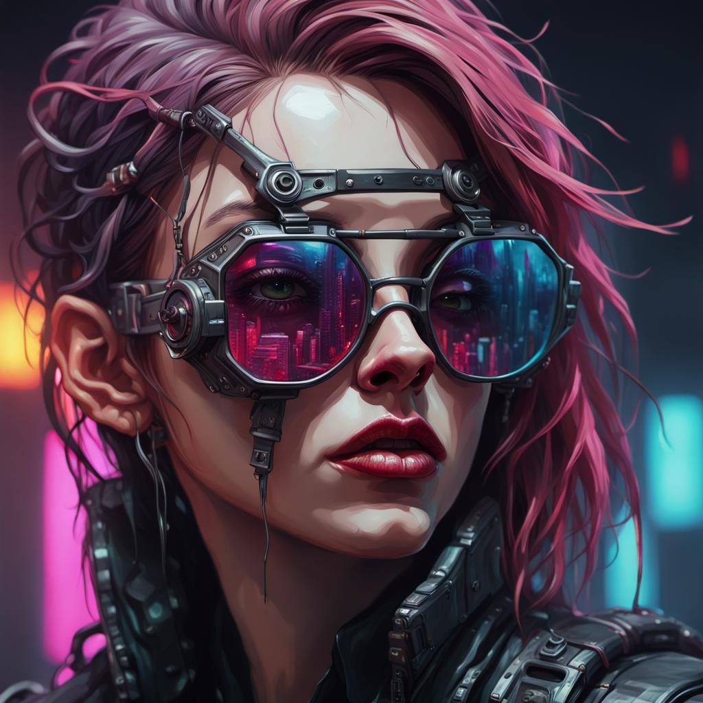 Gothic Cyberpunk Portrait: Grotesque Impressionist Masterpie...