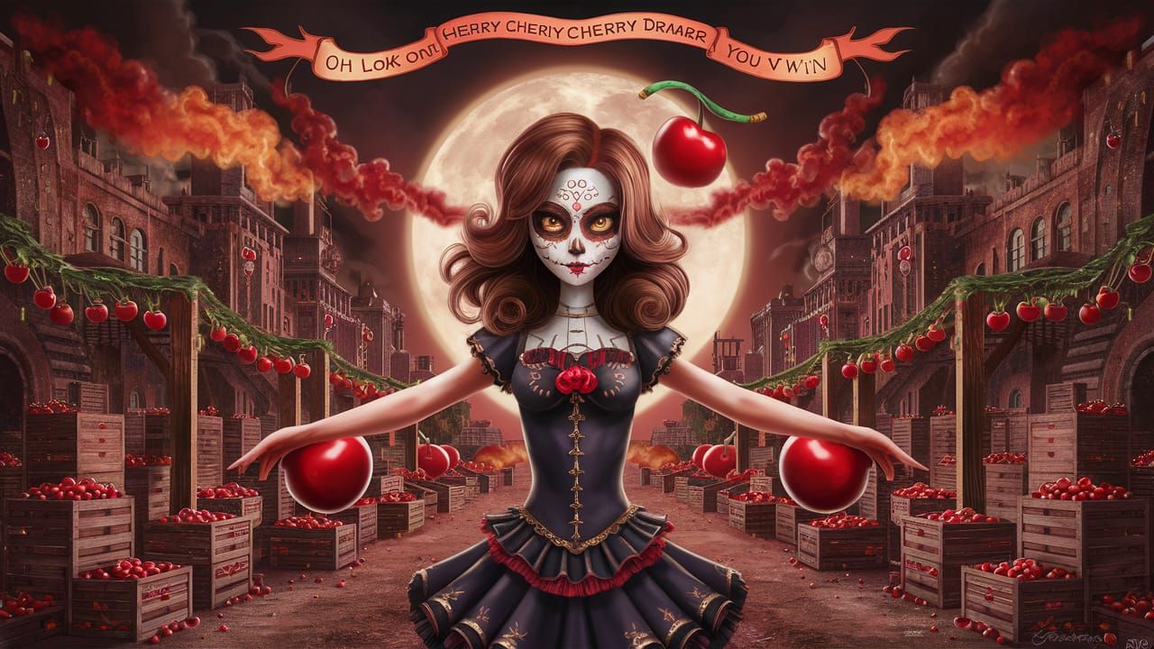 Day of the Dead Girl in Steampunk Cherry City