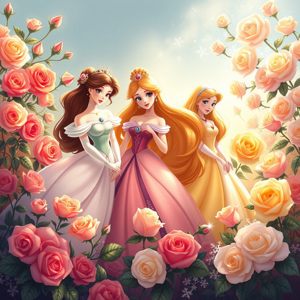 Disney Princesses as Seasons in Rose Garden