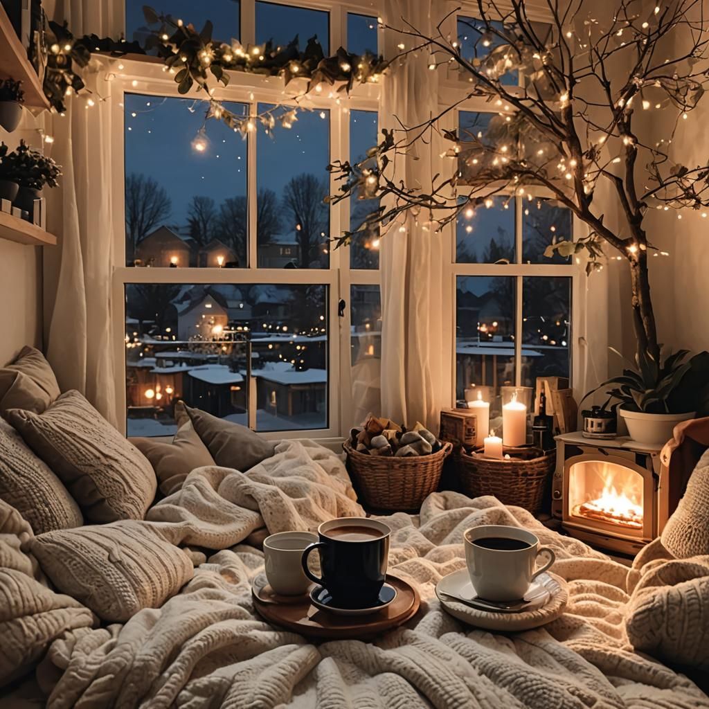 Cozy Evening Scene: Warm and Relaxing Ambiance