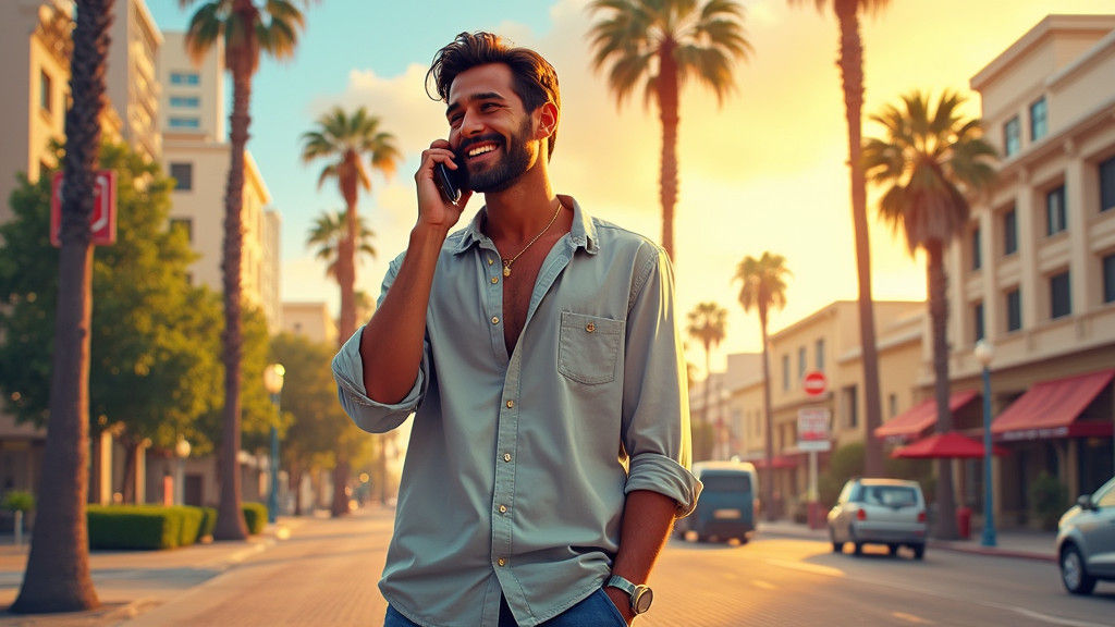 Father Shares Joyful News in Los Angeles, Hockney Style