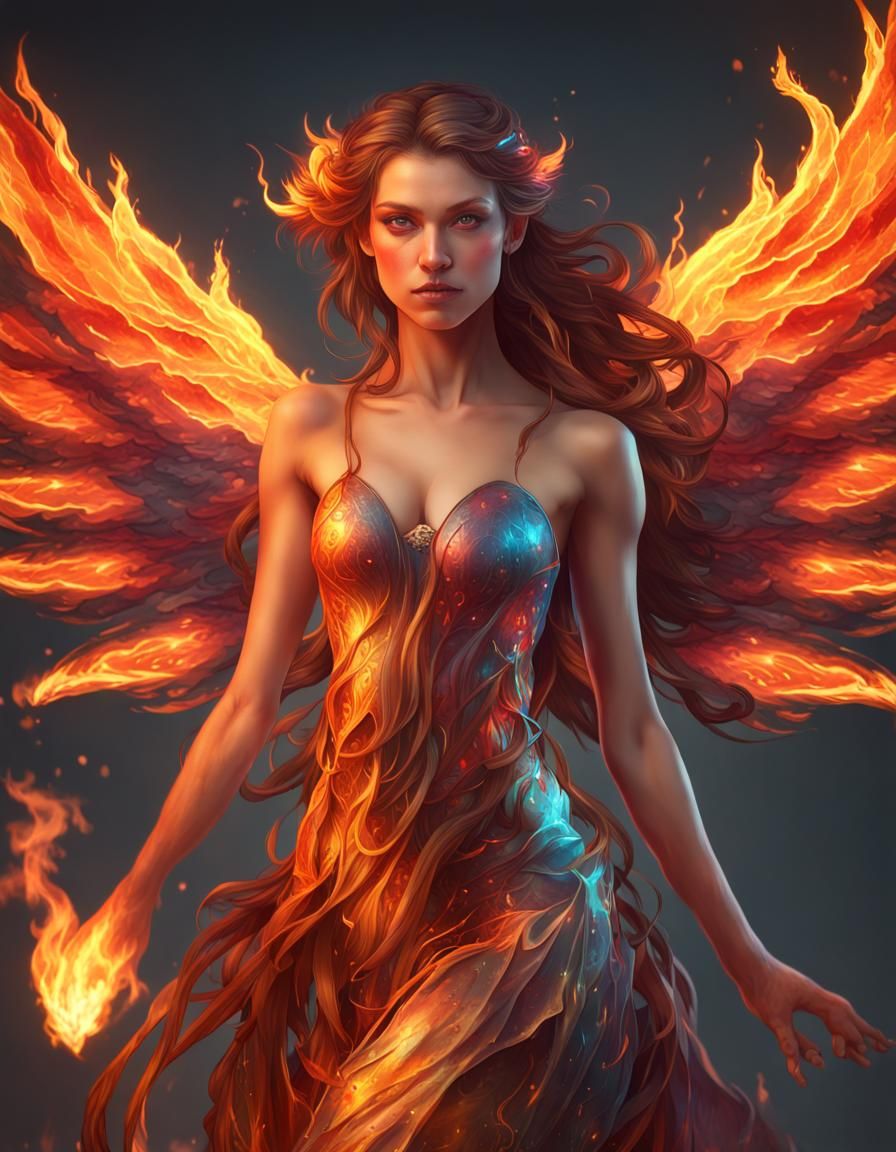 Fiery Fairy Portrait in Digital Art Style