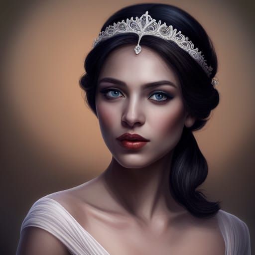 Ornate Portrait of a Beautiful Woman in Art Nouveau Style