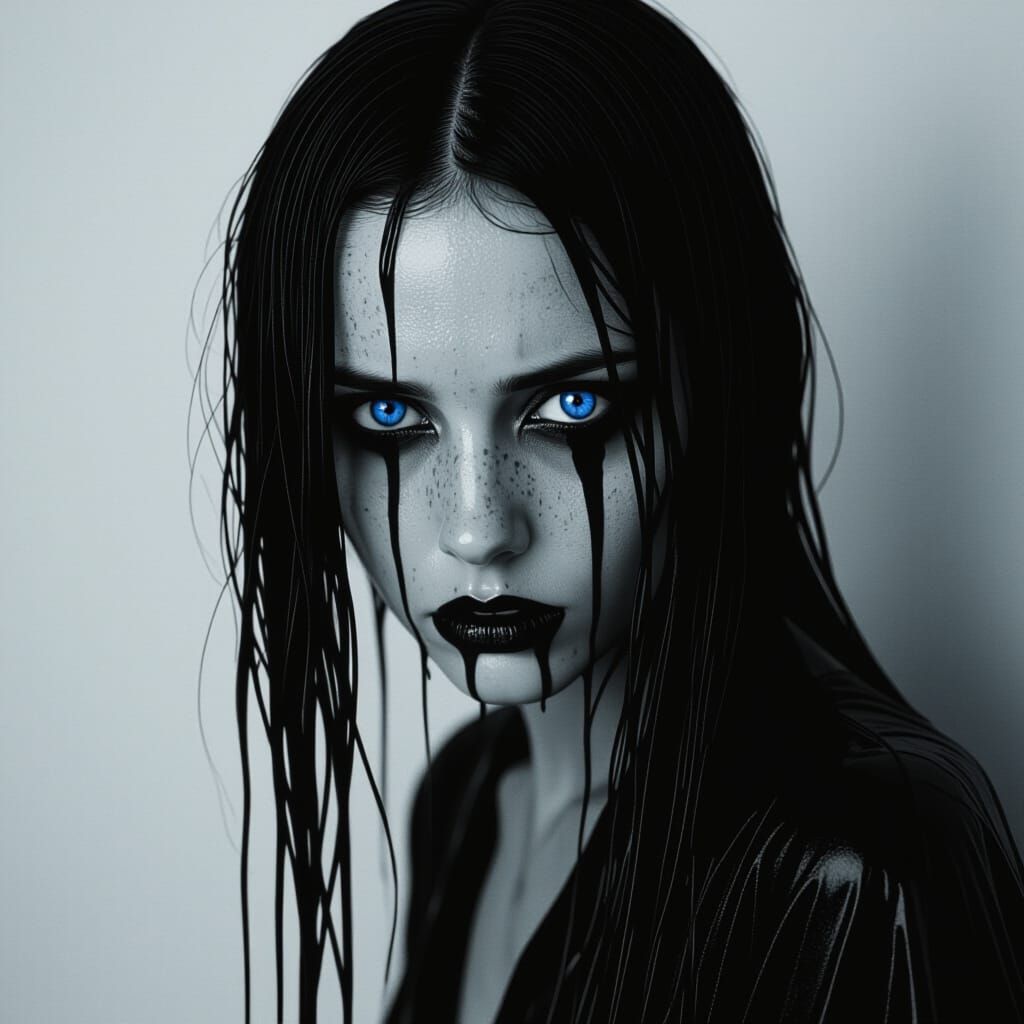 Tormented Soul with Blue Eyes in Abstract Expressionism