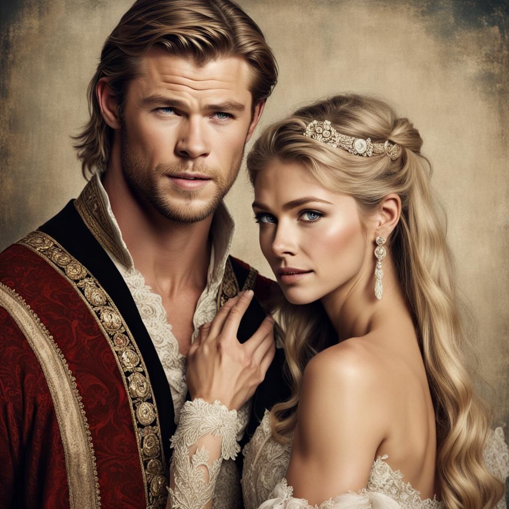 Tudor Portrait of Chris Hemsworth and Marina Laswick