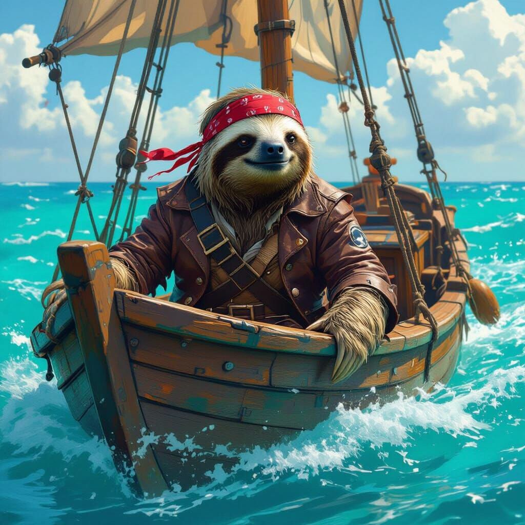 Sloth Pirate Sailing the Caribbean Sea