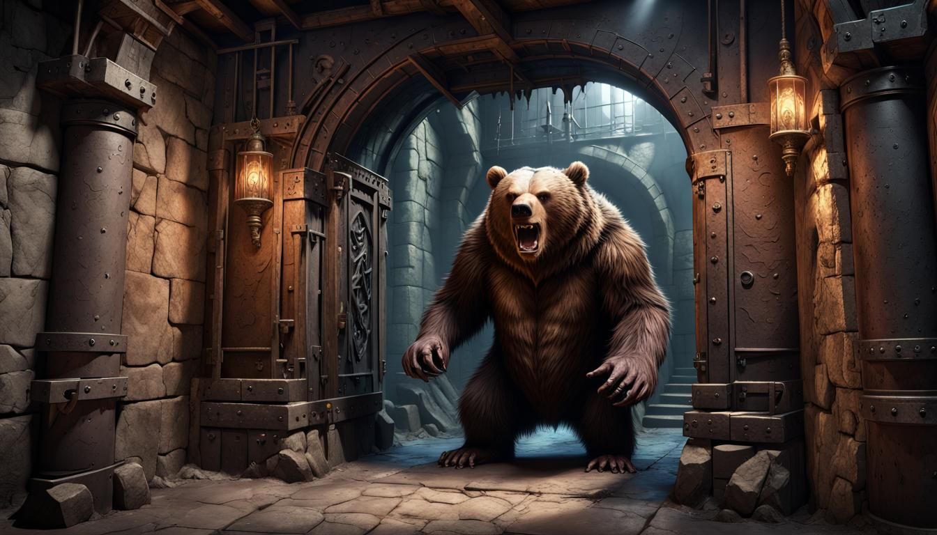 Angry Bear in Dungeon Tower Corridor