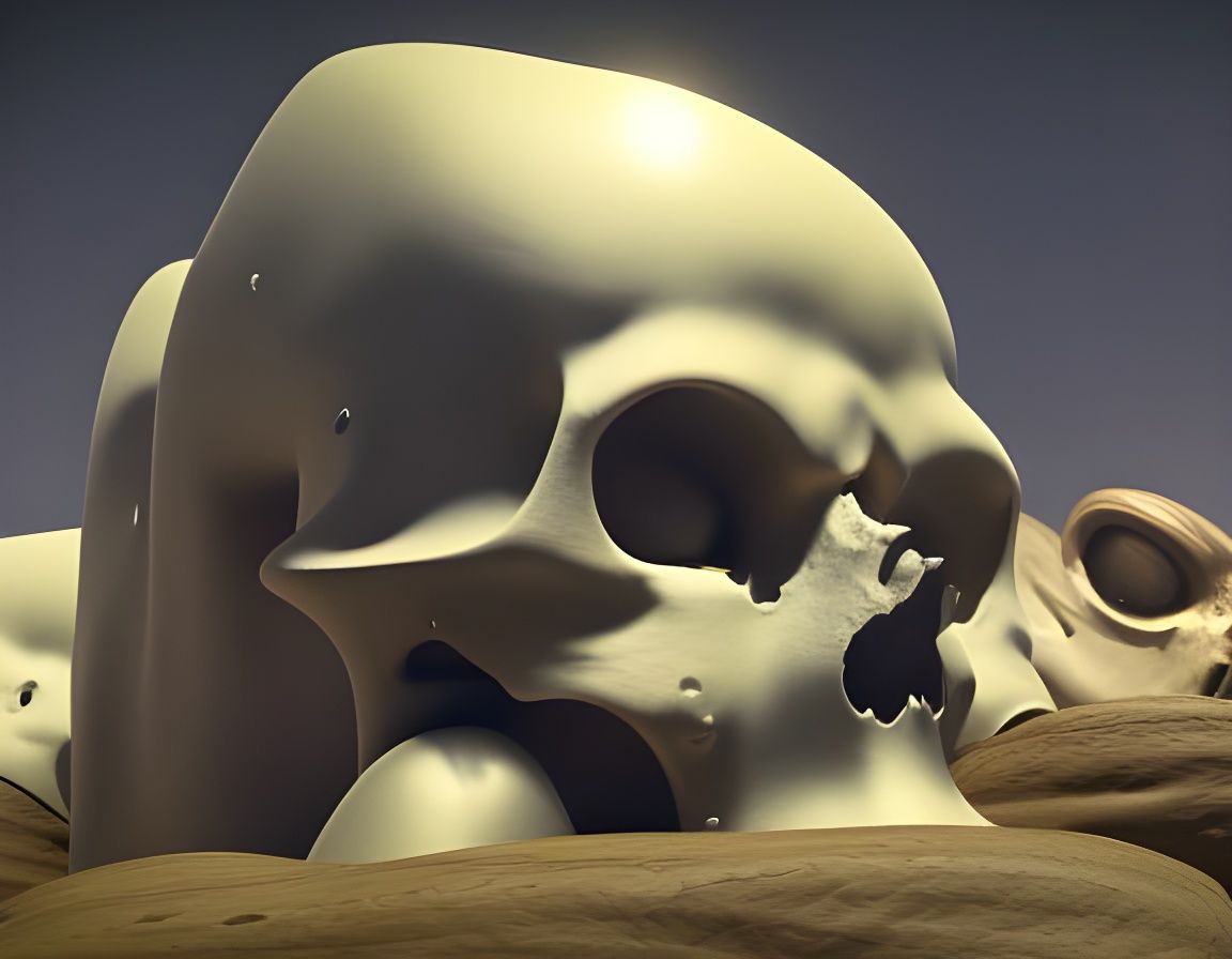 Futuristic Giant Skull Mountain with Lighting