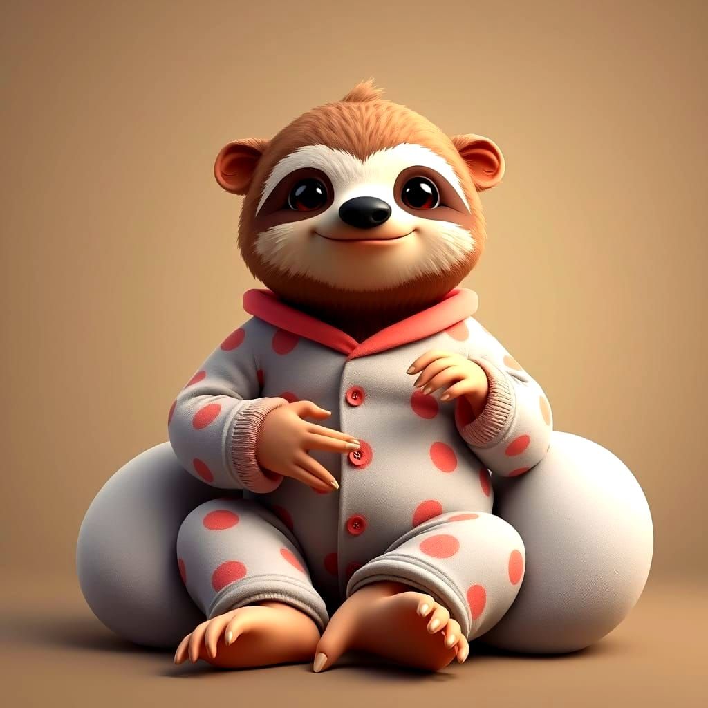 Sloth in Cozy 3D Pajamas