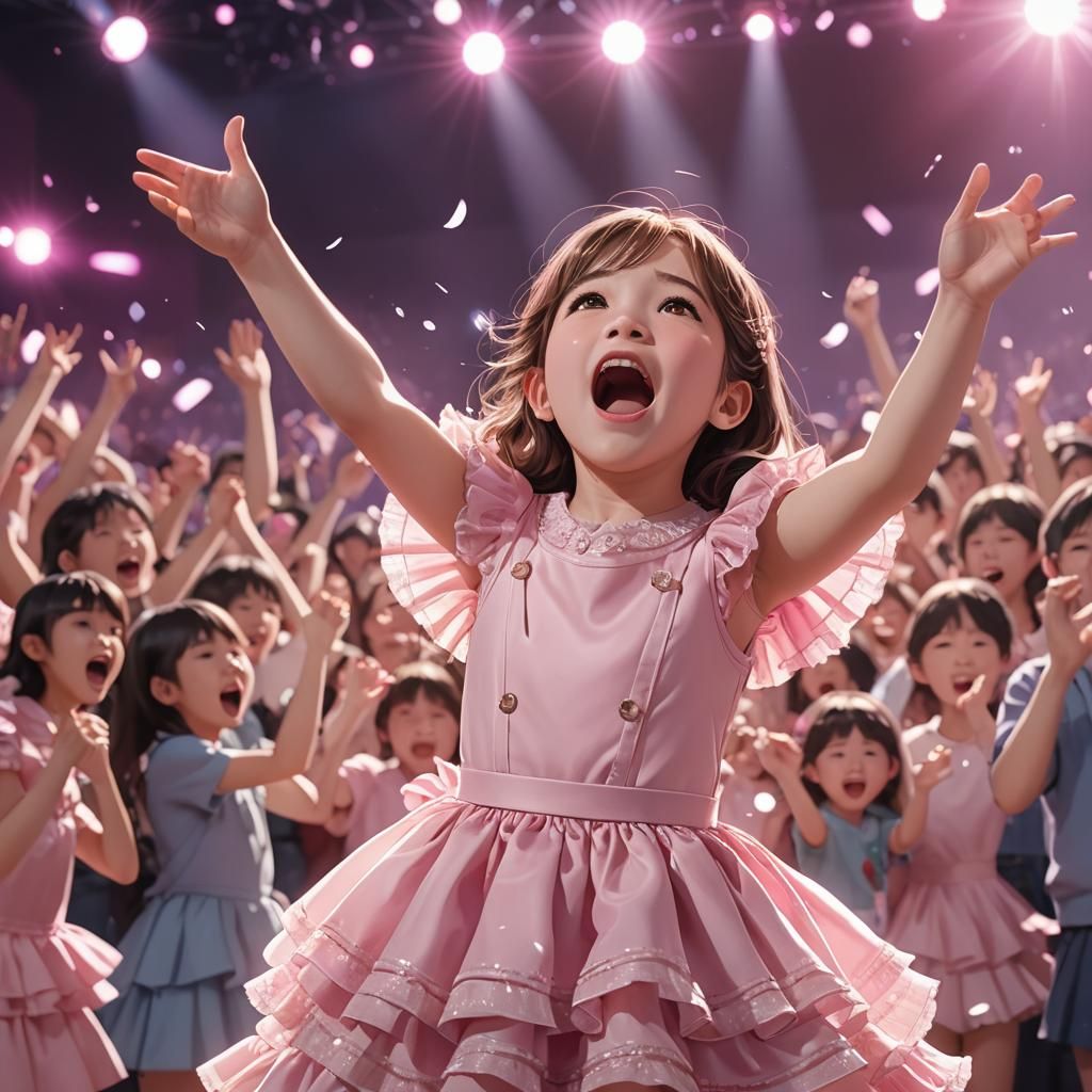 Anime Portrait of Young Singing Star in Concert