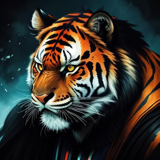 Darth Vader as Hyperrealistic Sabertooth Tiger
