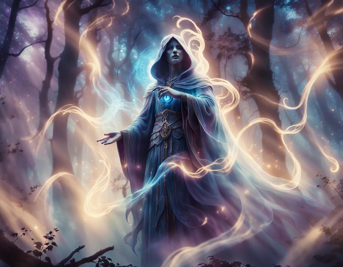 Ethereal Magical Guardian in Misty Forest