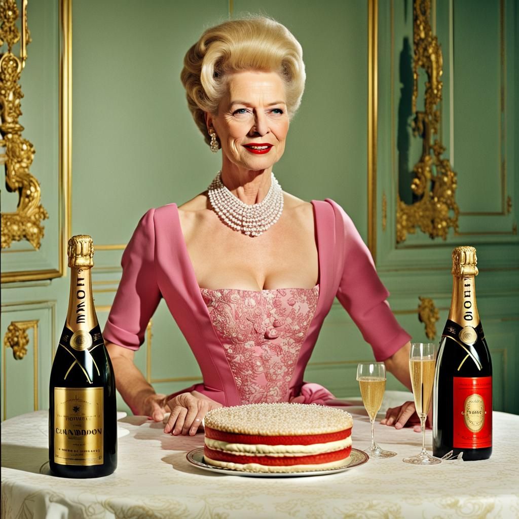 Marie Antoinette with Moët: Rococo AI Art